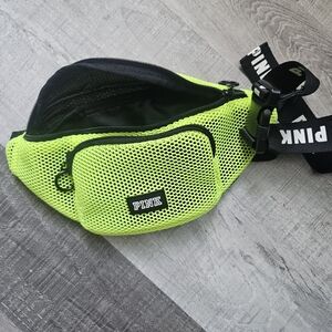 PINK Neon Green Mesh Crossbody Bag